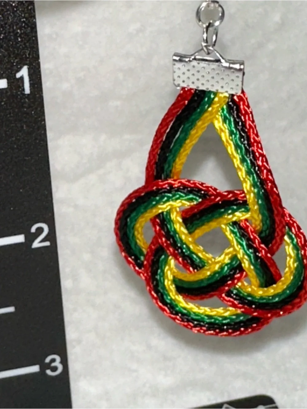 Handmade Red Black Green Yellow Thread Earrings